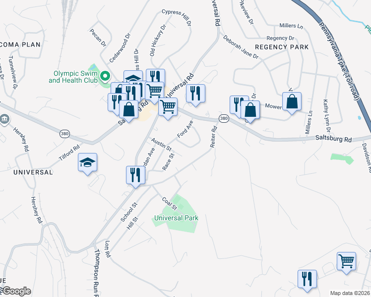 map of restaurants, bars, coffee shops, grocery stores, and more near 221 Bellevue Drive in Pittsburgh