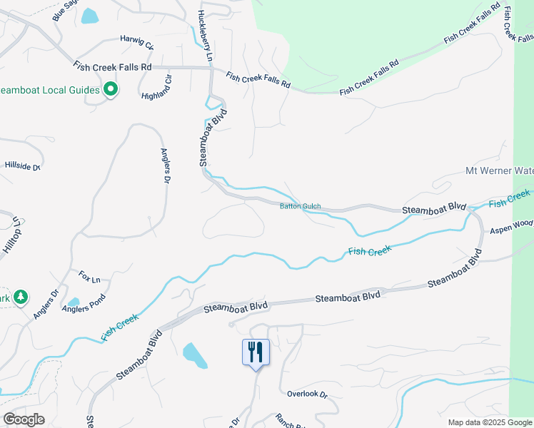 map of restaurants, bars, coffee shops, grocery stores, and more near 687 Meadowbrook Circle in Steamboat Springs