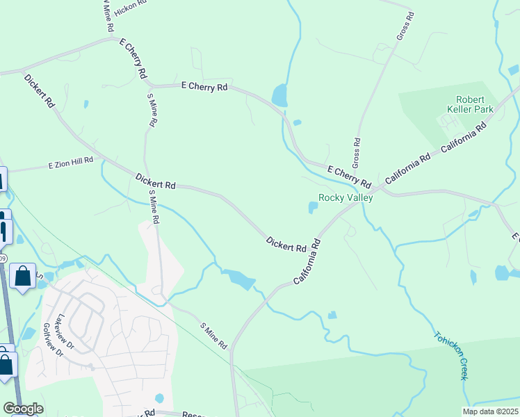 map of restaurants, bars, coffee shops, grocery stores, and more near 81 Dickert Road in Quakertown