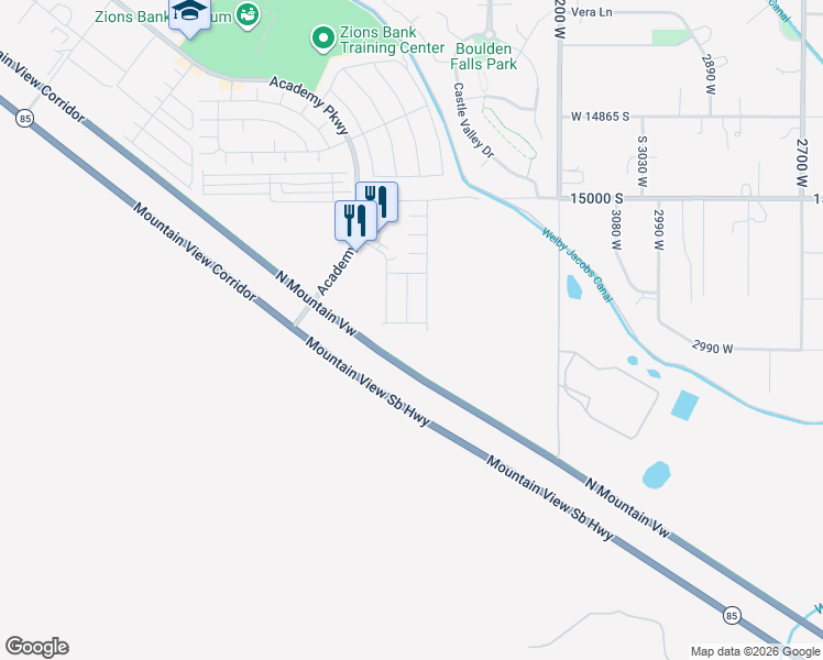 map of restaurants, bars, coffee shops, grocery stores, and more near 3473 West Cruyff Avenue in Herriman