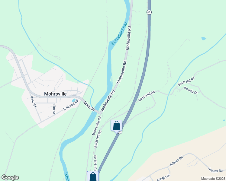 map of restaurants, bars, coffee shops, grocery stores, and more near 647 Mohrsville Road in Shoemakersville