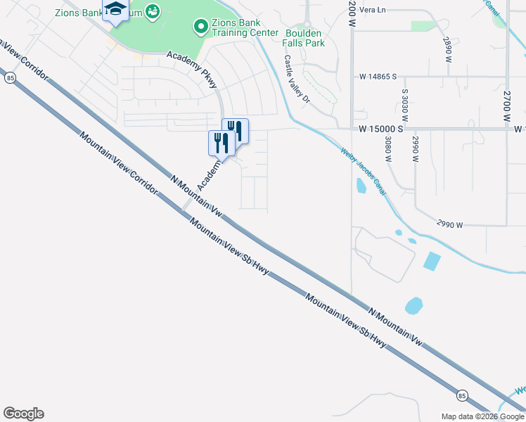 map of restaurants, bars, coffee shops, grocery stores, and more near 3473 West Cruyff Avenue in Herriman