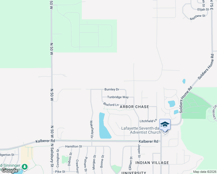 map of restaurants, bars, coffee shops, grocery stores, and more near 3465 Burnley Drive in West Lafayette