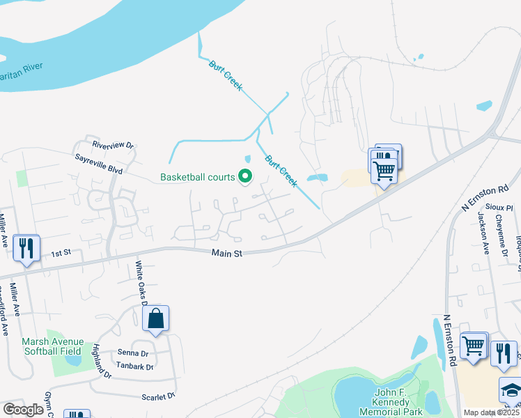 map of restaurants, bars, coffee shops, grocery stores, and more near 12 Byrnes Lane West in Sayreville