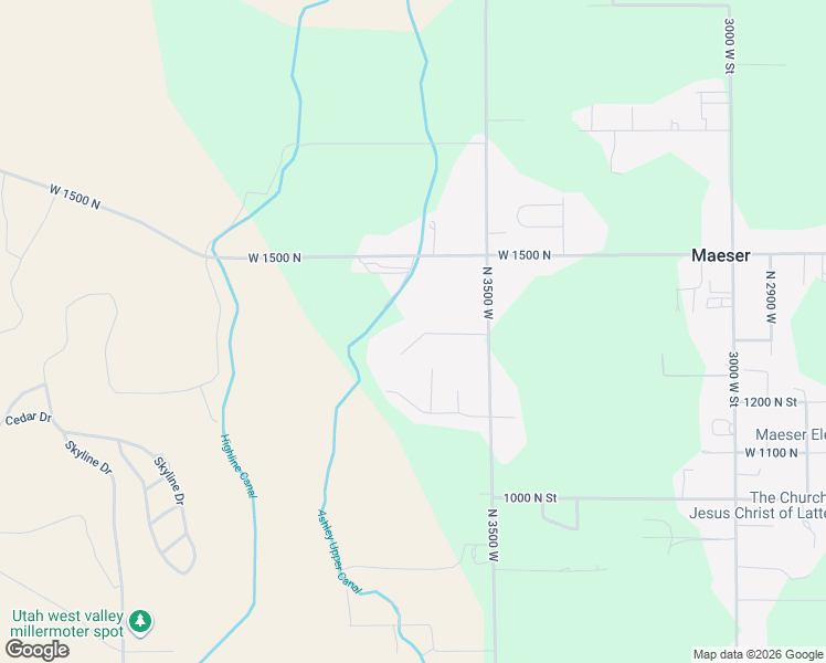 map of restaurants, bars, coffee shops, grocery stores, and more near 3654 West 1350 North in Vernal
