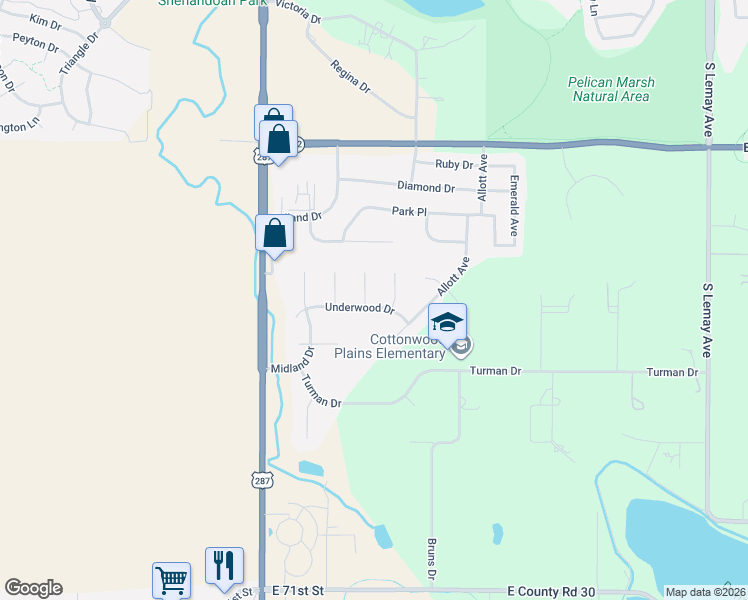 map of restaurants, bars, coffee shops, grocery stores, and more near 321 Underwood Drive in Fort Collins