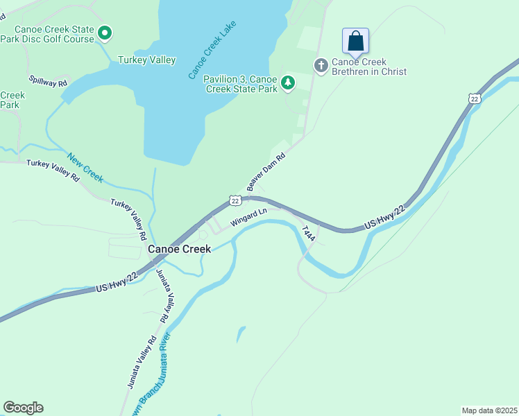 map of restaurants, bars, coffee shops, grocery stores, and more near Wingard Lane in Hollidaysburg