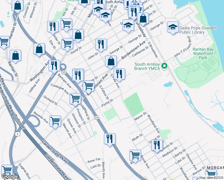 map of restaurants, bars, coffee shops, grocery stores, and more near in Middlesex County