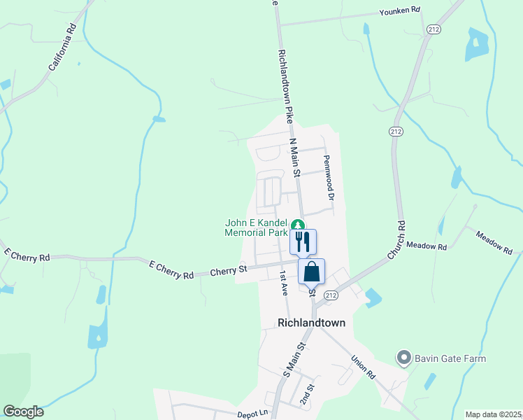 map of restaurants, bars, coffee shops, grocery stores, and more near 30 Linda Court North in Richlandtown