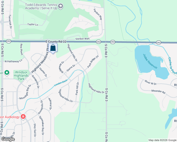 map of restaurants, bars, coffee shops, grocery stores, and more near 7767 Park Ridge Circle in Fort Collins
