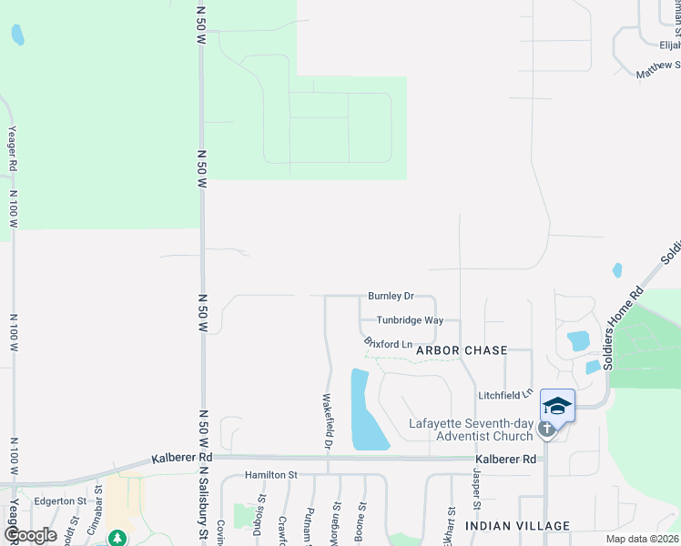 map of restaurants, bars, coffee shops, grocery stores, and more near 3500 Burnley Drive in West Lafayette