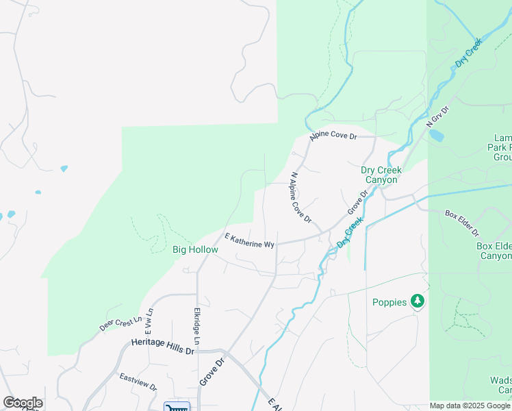 map of restaurants, bars, coffee shops, grocery stores, and more near 1641 North Dean Court in Alpine