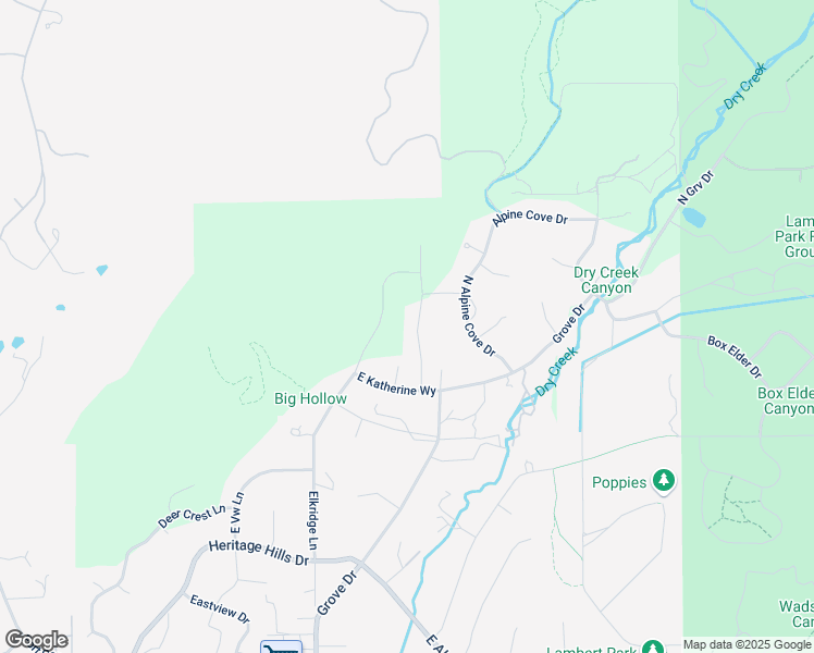 map of restaurants, bars, coffee shops, grocery stores, and more near 1641 North Dean Court in Alpine