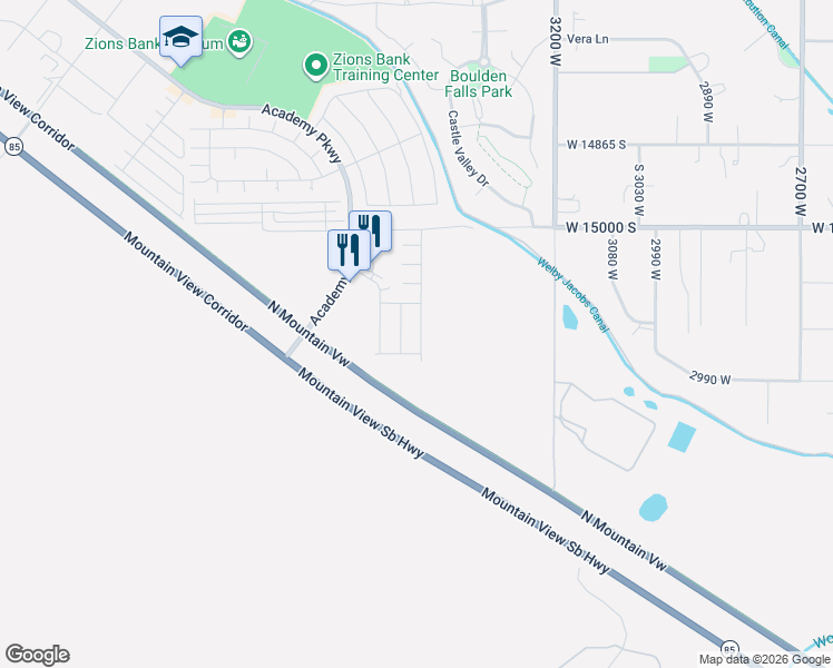map of restaurants, bars, coffee shops, grocery stores, and more near 15162 South Ronaldo Lane in Herriman