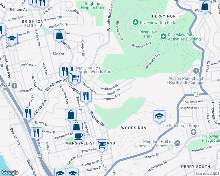 map of restaurants, bars, coffee shops, grocery stores, and more near 920 Rothpletz Street in Pittsburgh