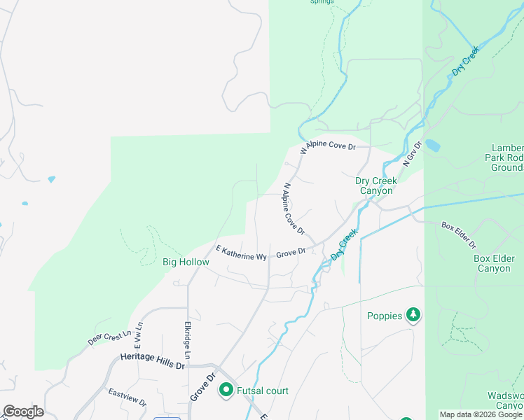 map of restaurants, bars, coffee shops, grocery stores, and more near 1664 North Dean Court in Alpine