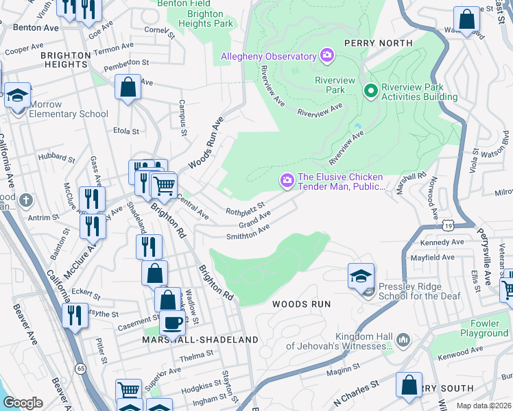 map of restaurants, bars, coffee shops, grocery stores, and more near 920 Rothpletz Street in Pittsburgh