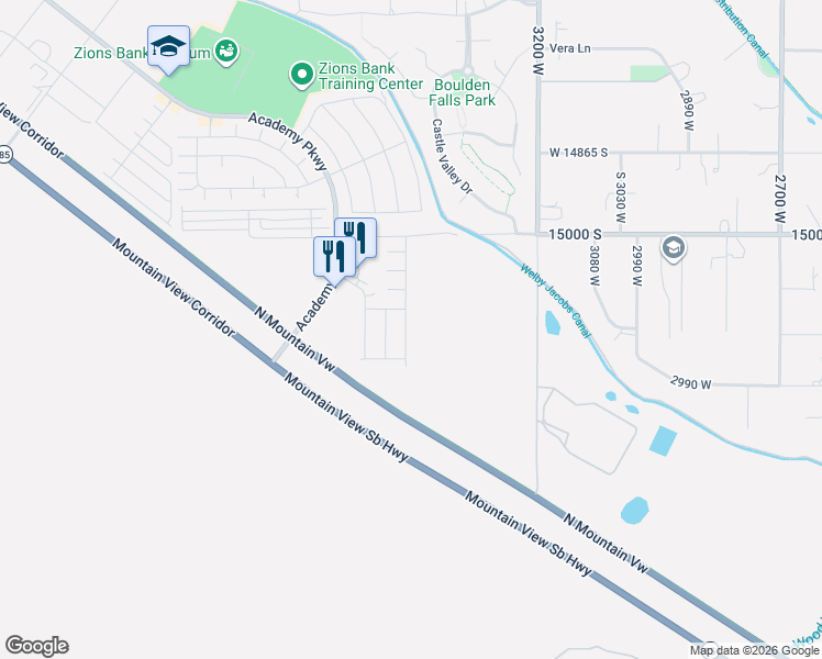 map of restaurants, bars, coffee shops, grocery stores, and more near 15141 South Ronaldo Lane in Herriman