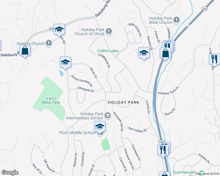 map of restaurants, bars, coffee shops, grocery stores, and more near 124 Alcan Drive in Pittsburgh