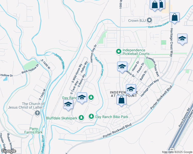 map of restaurants, bars, coffee shops, grocery stores, and more near 15155 South Cantle Drive in Bluffdale