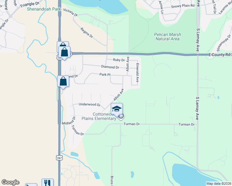 map of restaurants, bars, coffee shops, grocery stores, and more near 422 Hillsboro Court North in Fort Collins