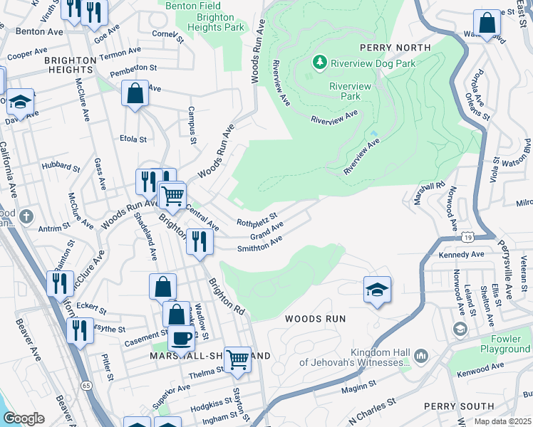 map of restaurants, bars, coffee shops, grocery stores, and more near 920 Rothpletz Street in Pittsburgh