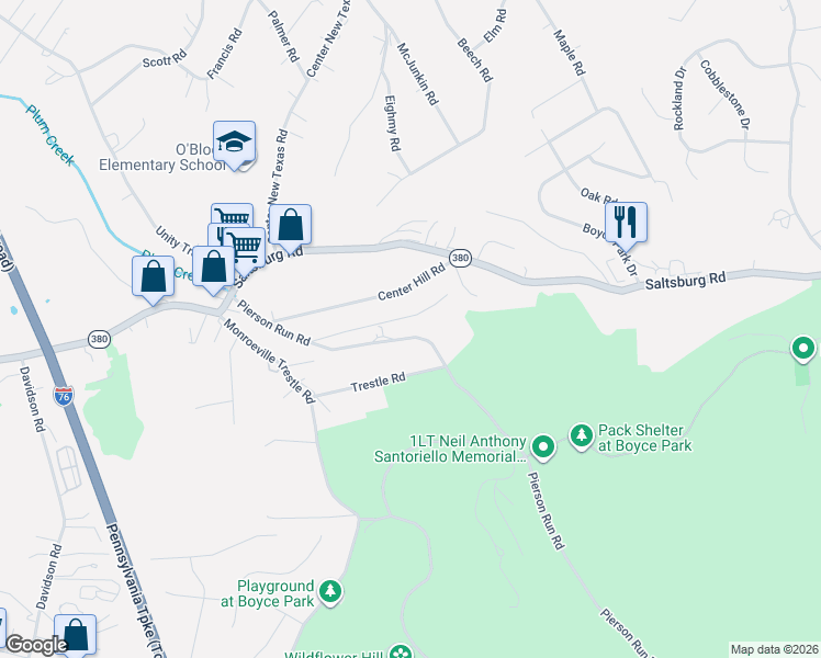 map of restaurants, bars, coffee shops, grocery stores, and more near 485 Pierson Run Road in Pittsburgh