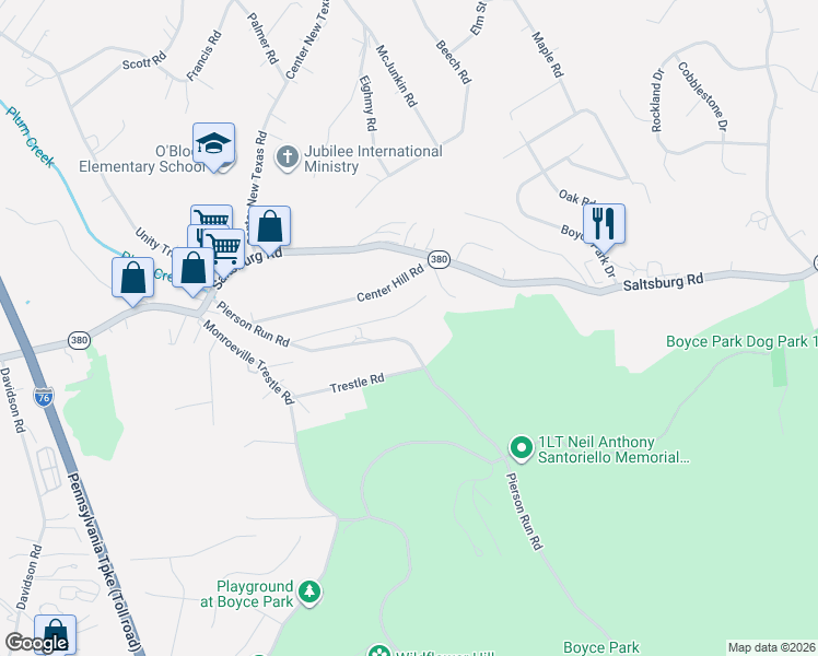 map of restaurants, bars, coffee shops, grocery stores, and more near 499 Pierson Run Road in Pittsburgh