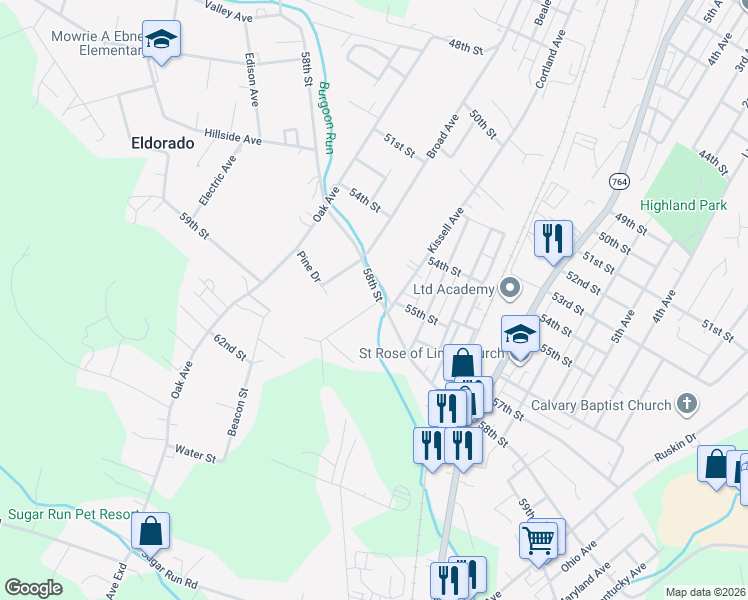 map of restaurants, bars, coffee shops, grocery stores, and more near in Altoona