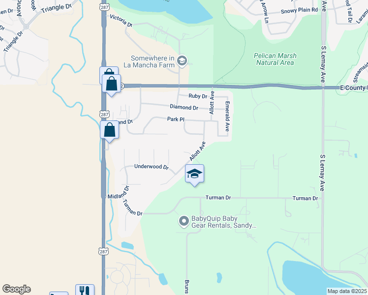 map of restaurants, bars, coffee shops, grocery stores, and more near 408 Hillsboro Court North in Fort Collins