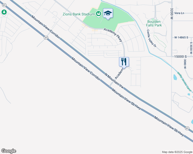 map of restaurants, bars, coffee shops, grocery stores, and more near 15103 South Mountain View in Bluffdale