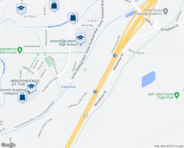 map of restaurants, bars, coffee shops, grocery stores, and more near White Hart Lane in Bluffdale