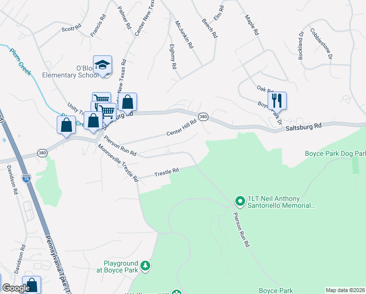 map of restaurants, bars, coffee shops, grocery stores, and more near 499 Pierson Run Road in Pittsburgh