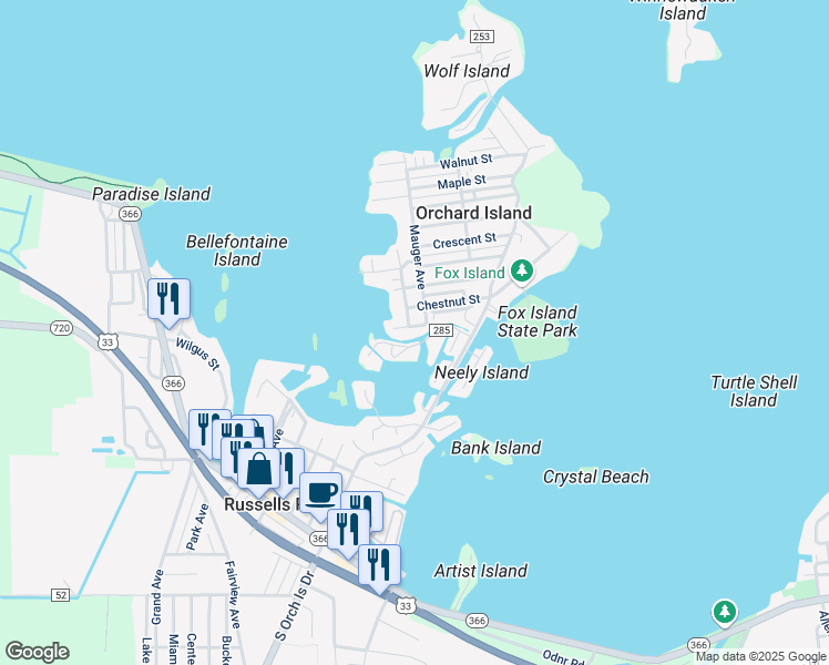 map of restaurants, bars, coffee shops, grocery stores, and more near 9063 Poplar Street in Lakeview