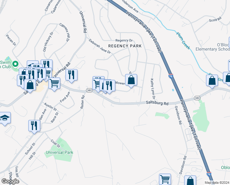map of restaurants, bars, coffee shops, grocery stores, and more near 416 Vale Avenue in Pittsburgh