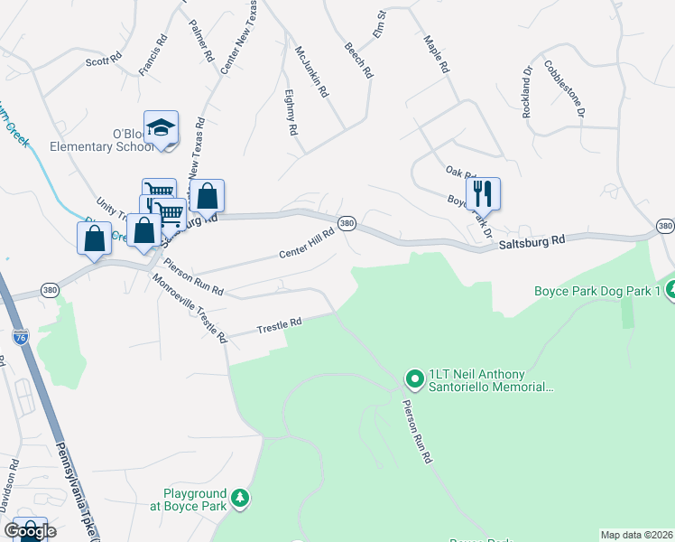 map of restaurants, bars, coffee shops, grocery stores, and more near 499 Pierson Run Road in Pittsburgh