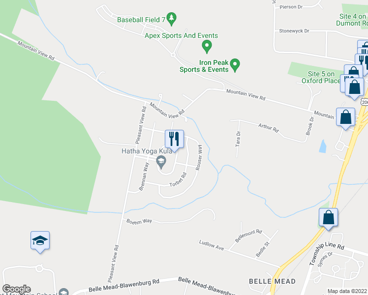 map of restaurants, bars, coffee shops, grocery stores, and more near 31 Torbet Road in Somerset County
