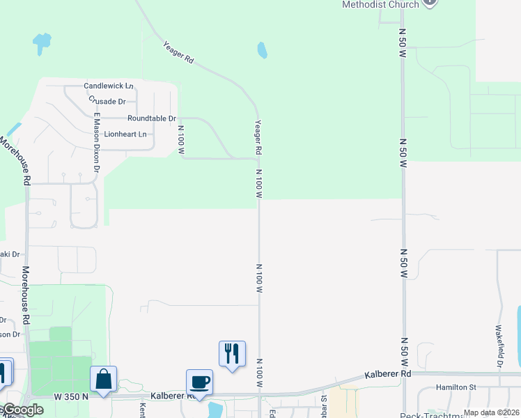 map of restaurants, bars, coffee shops, grocery stores, and more near 3751-4303 North 100 West in West Lafayette