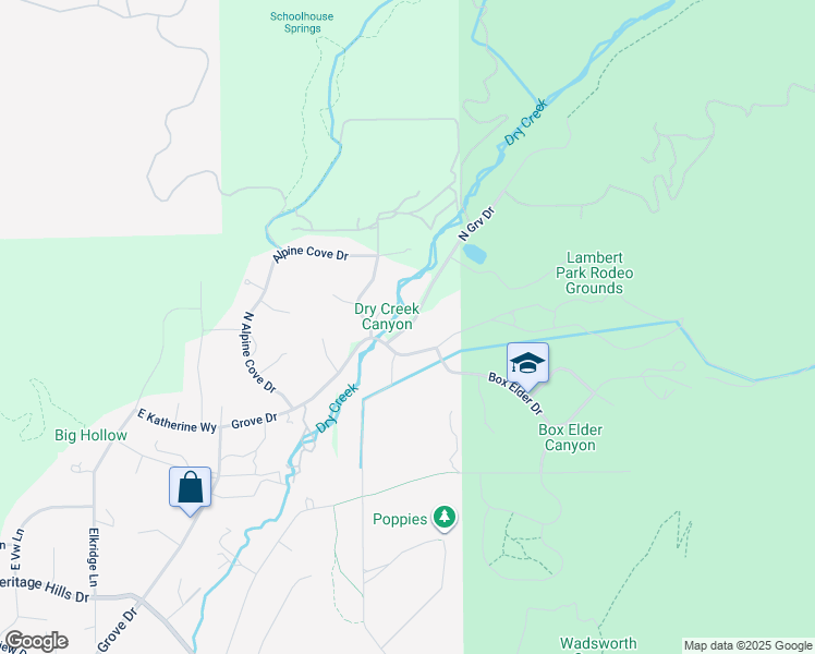 map of restaurants, bars, coffee shops, grocery stores, and more near 13322 North Grove Drive in Alpine