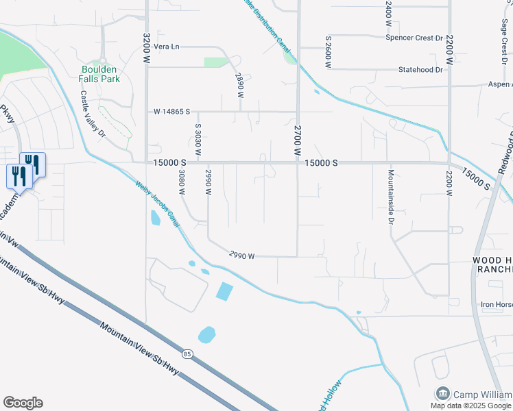 map of restaurants, bars, coffee shops, grocery stores, and more near 15118 South 2815 West in Bluffdale