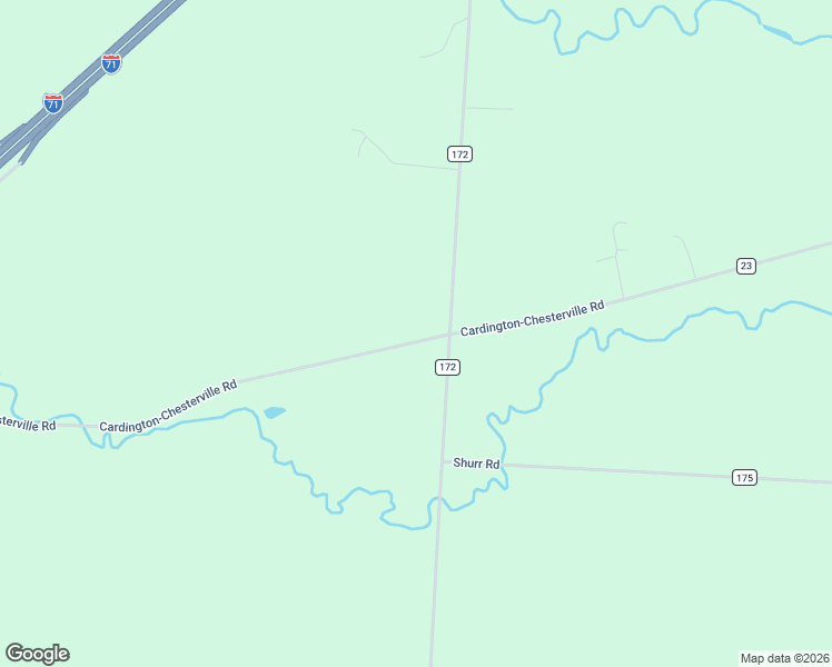 map of restaurants, bars, coffee shops, grocery stores, and more near 5923 County Road 23 in Cardington