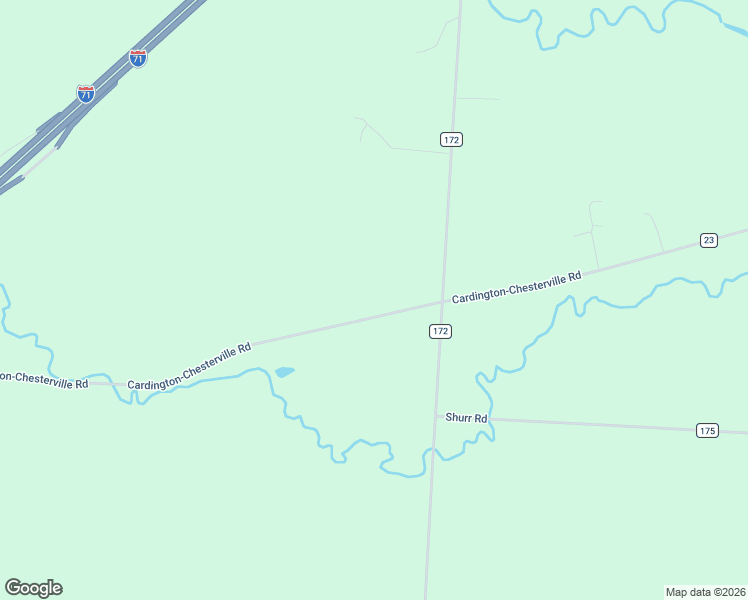 map of restaurants, bars, coffee shops, grocery stores, and more near 5923 County Road 23 in Cardington