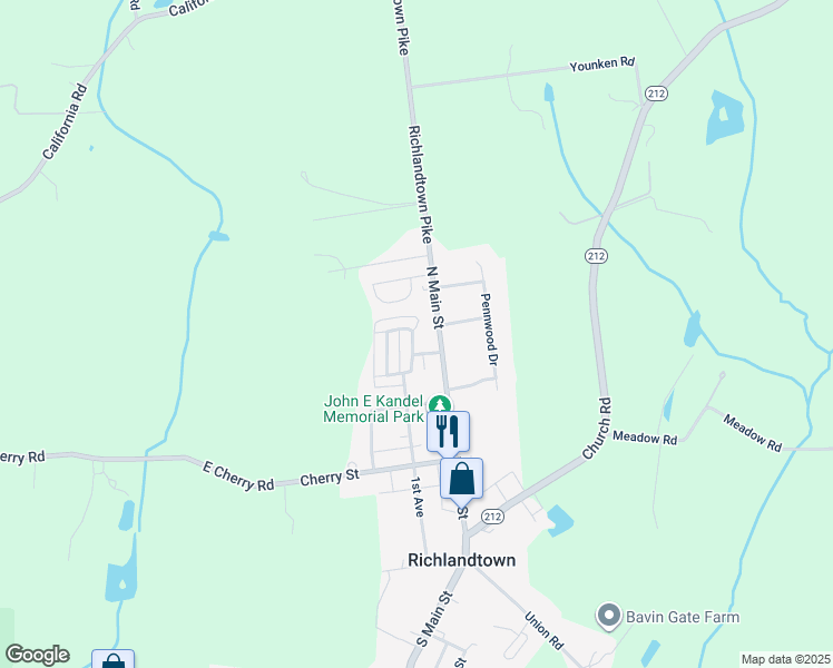 map of restaurants, bars, coffee shops, grocery stores, and more near 30 Linda Court North in Richlandtown