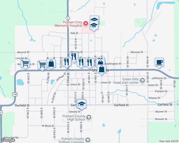 map of restaurants, bars, coffee shops, grocery stores, and more near 149 North 19th Street in Unionville