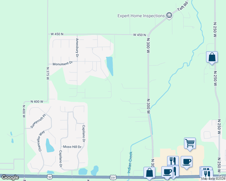 map of restaurants, bars, coffee shops, grocery stores, and more near 4112 Klondike Road in West Lafayette