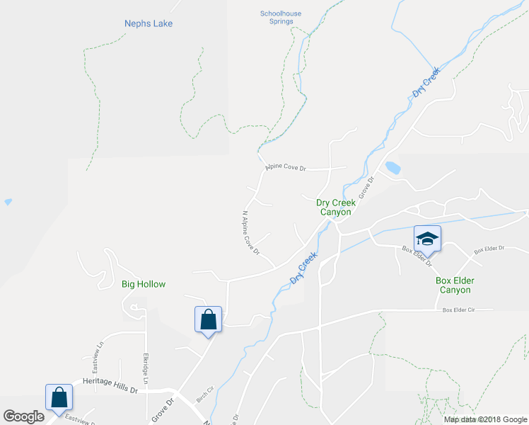 map of restaurants, bars, coffee shops, grocery stores, and more near 4301 Oakview Circle in Alpine