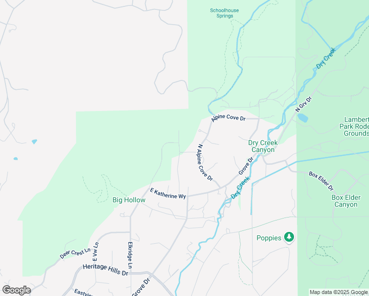 map of restaurants, bars, coffee shops, grocery stores, and more near 1734 North Dean Court in Alpine