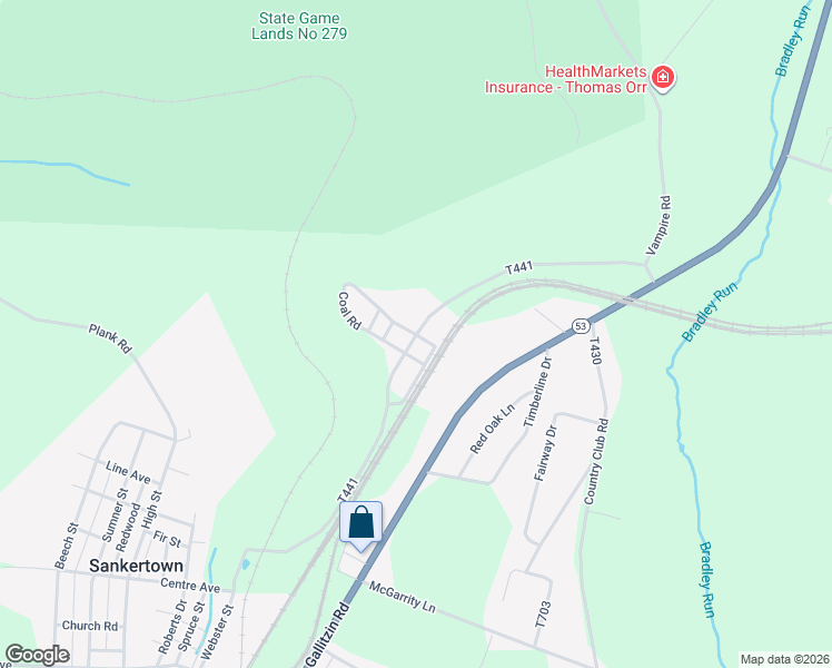 map of restaurants, bars, coffee shops, grocery stores, and more near 187 Coal Rd in Cresson