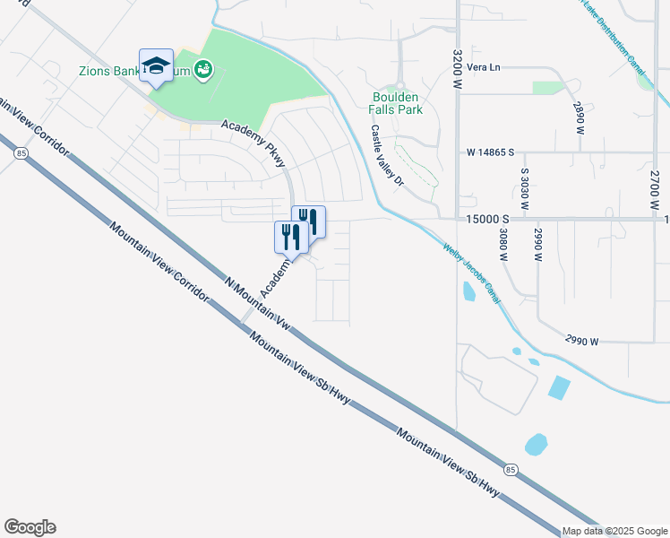 map of restaurants, bars, coffee shops, grocery stores, and more near 3443 West Marta Court in Herriman