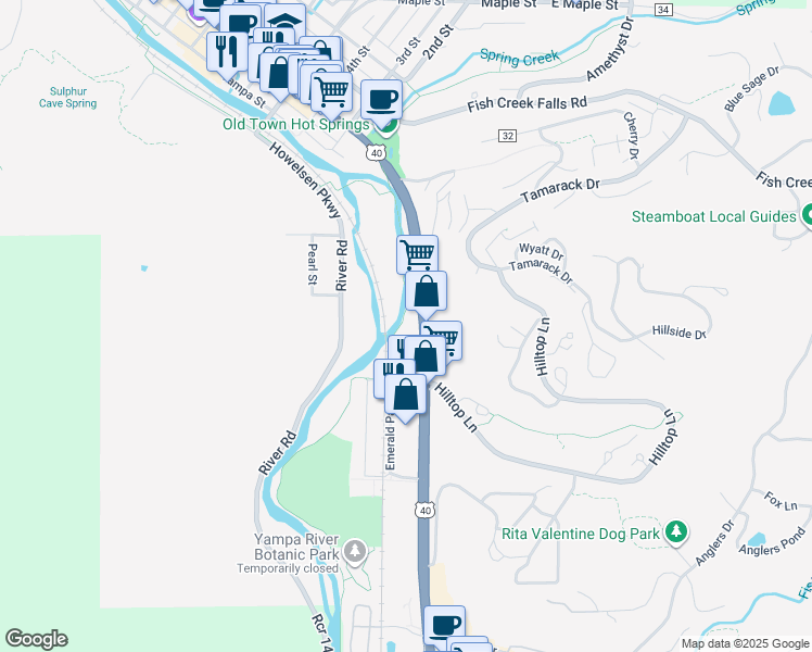 map of restaurants, bars, coffee shops, grocery stores, and more near 331 South Lincoln Avenue in Steamboat Springs